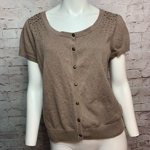 Sequined Brown Sonoma Short sleeve cardigan L #506